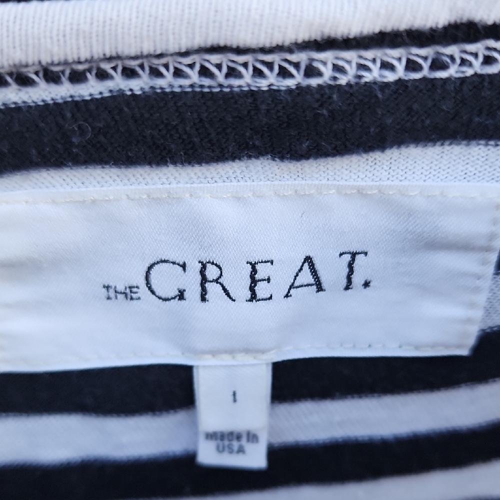 THE GREAT. Black and White Striped Tee Small - Picture 2 of 8